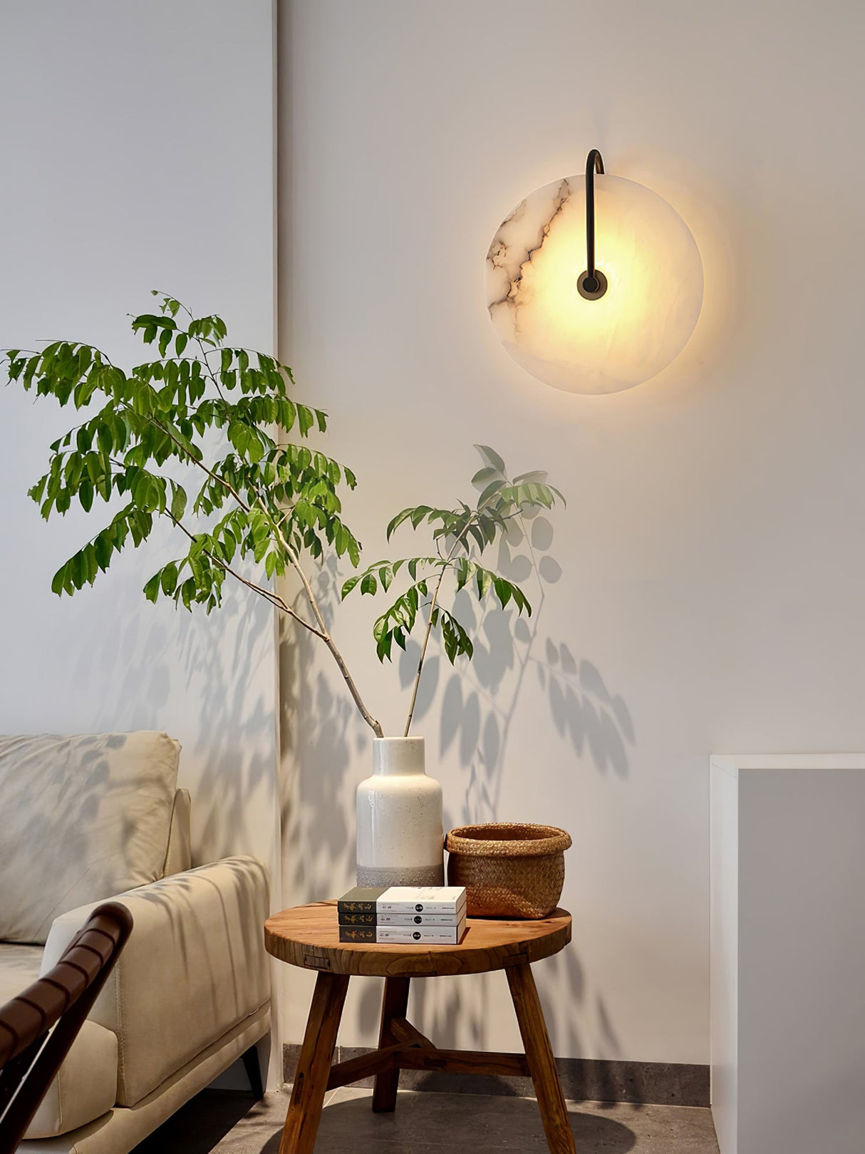 Hjemix | Hvit Alabaster Vegglampe