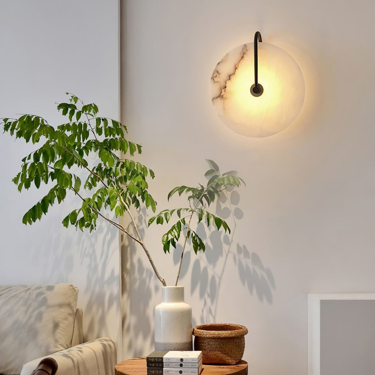 Hjemix | Hvit Alabaster Vegglampe