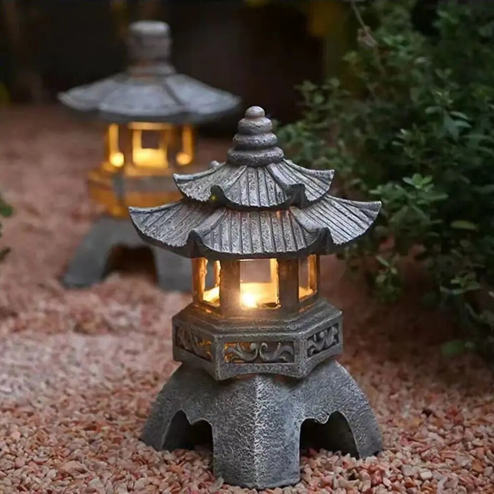 Hjemix | ZenGlow - Solenergi Hage Lampe Pagoda Statue for ute