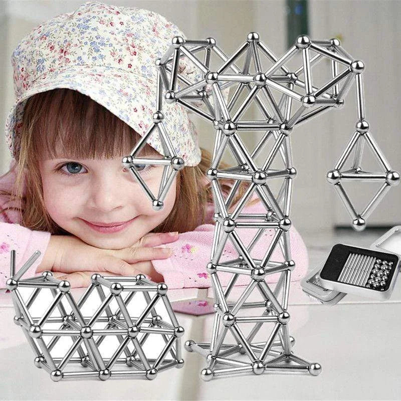 Hjemix | Magnetisk bygge leketøyssett med stenger og baller