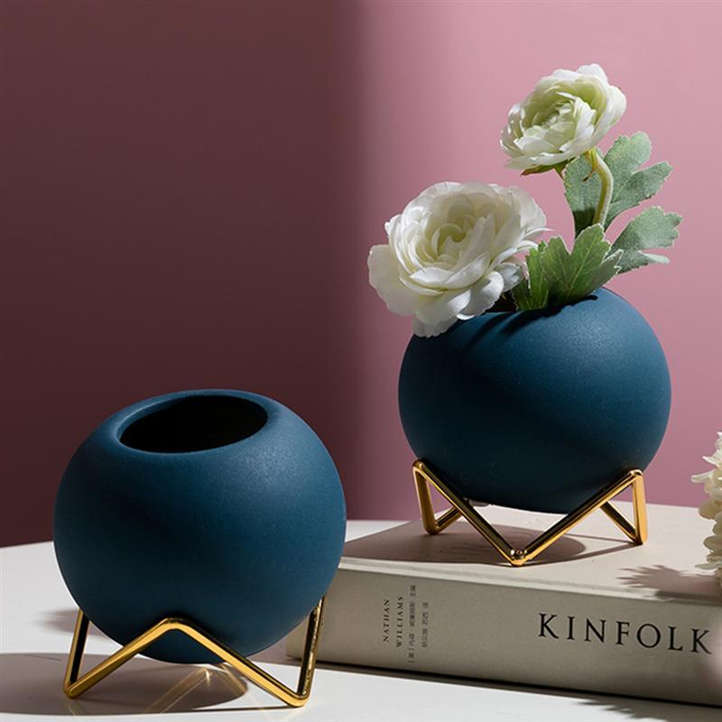 Hjemix | Abstrakte Farger Keramiske Blomsterpotter med Stativ