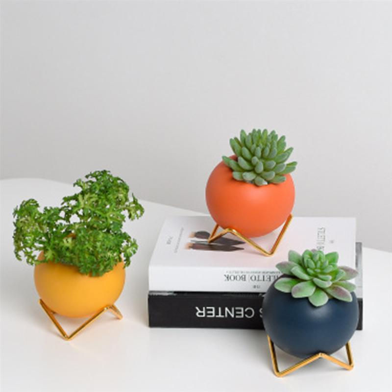Hjemix | Abstrakte Farger Keramiske Blomsterpotter med Stativ