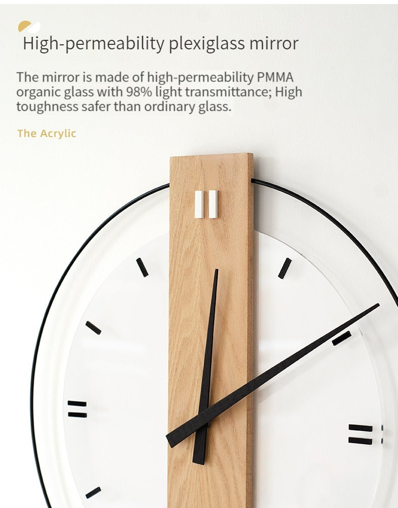 Hjemix | Solid Wood Nordic Veggdekorasjon Klokke 40cm