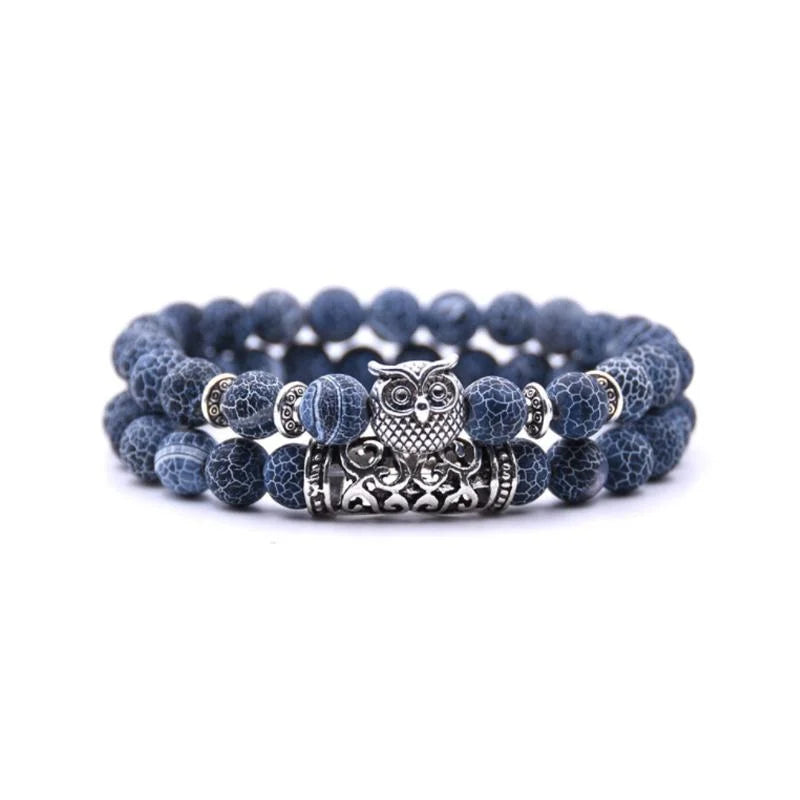 Hjemix | Ugle Charm Naturlig Stein Armbånd