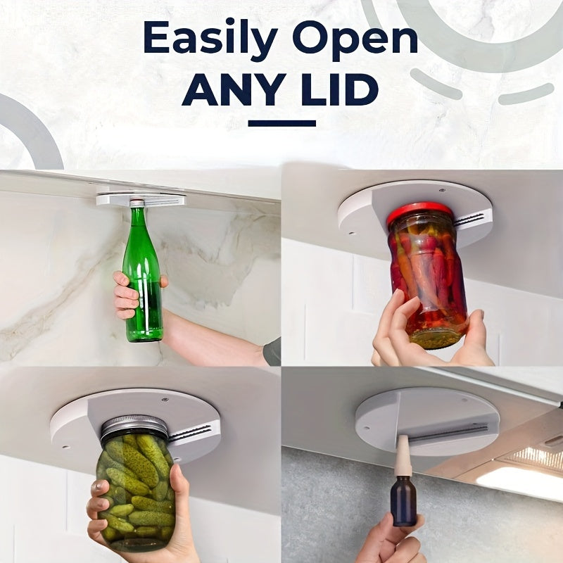 Hjemix | Seniorvennlig glassåpner - Artritisvennlig flaske- og boksåpner for oppbevaring under skapet, enkelt å bruke design