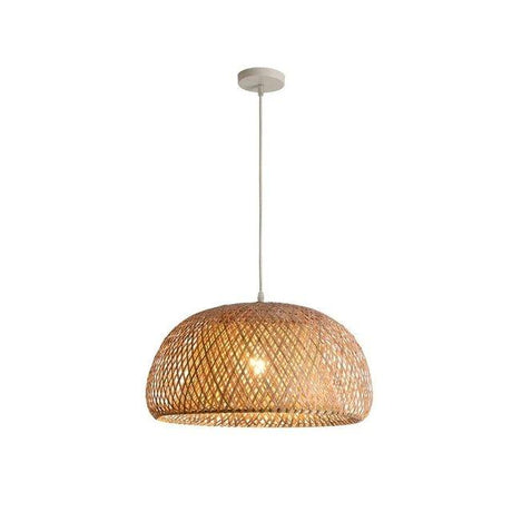 Hjemix | Hengende taklampe laget av bambus C │ Håndlaget belysning av tre og rattan for interiørdekorasjon