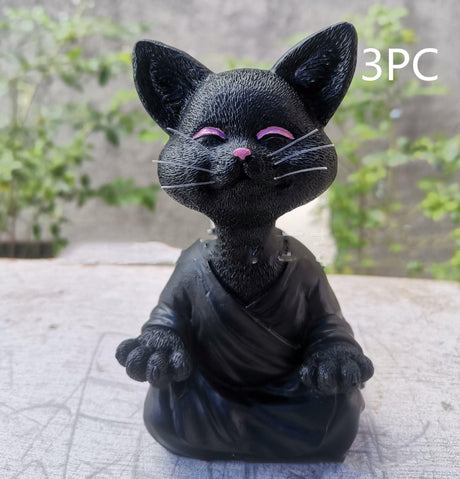 Hjemix | Lekker svart Buddha katt figur meditasjon yoga samleobjekt glad katt dekor hjem hagedekorasjon hageornament