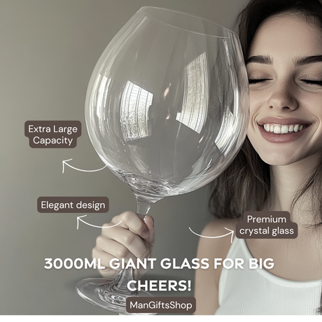 Hjemix | Huge 106 Oz Wine Glass and Beer Mug Combo - 3000ML Extra Large Crystal Glass for Parties, Weddings, and Celebrations