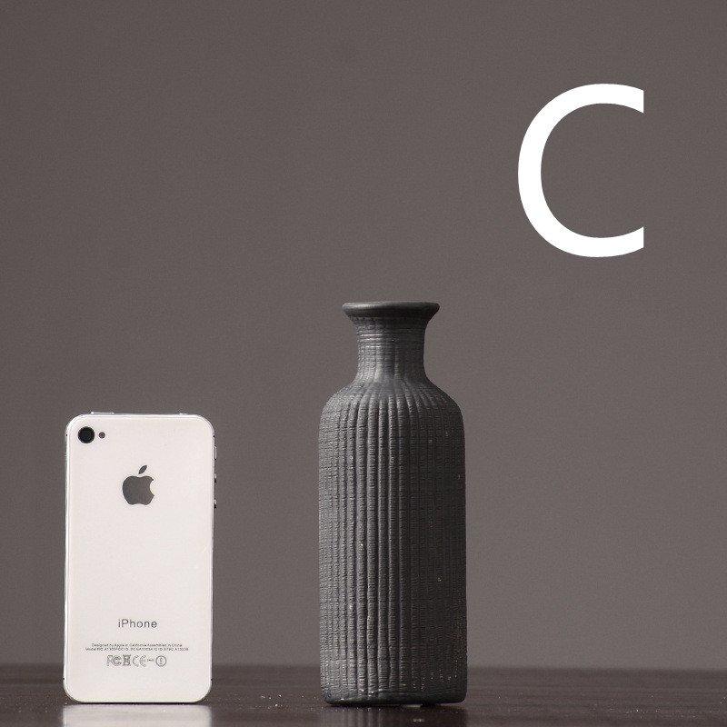 Hjemix | Brun Beige Grå Keramikk Blomstervase Potte │ Hjemdekorasjonsartikkel