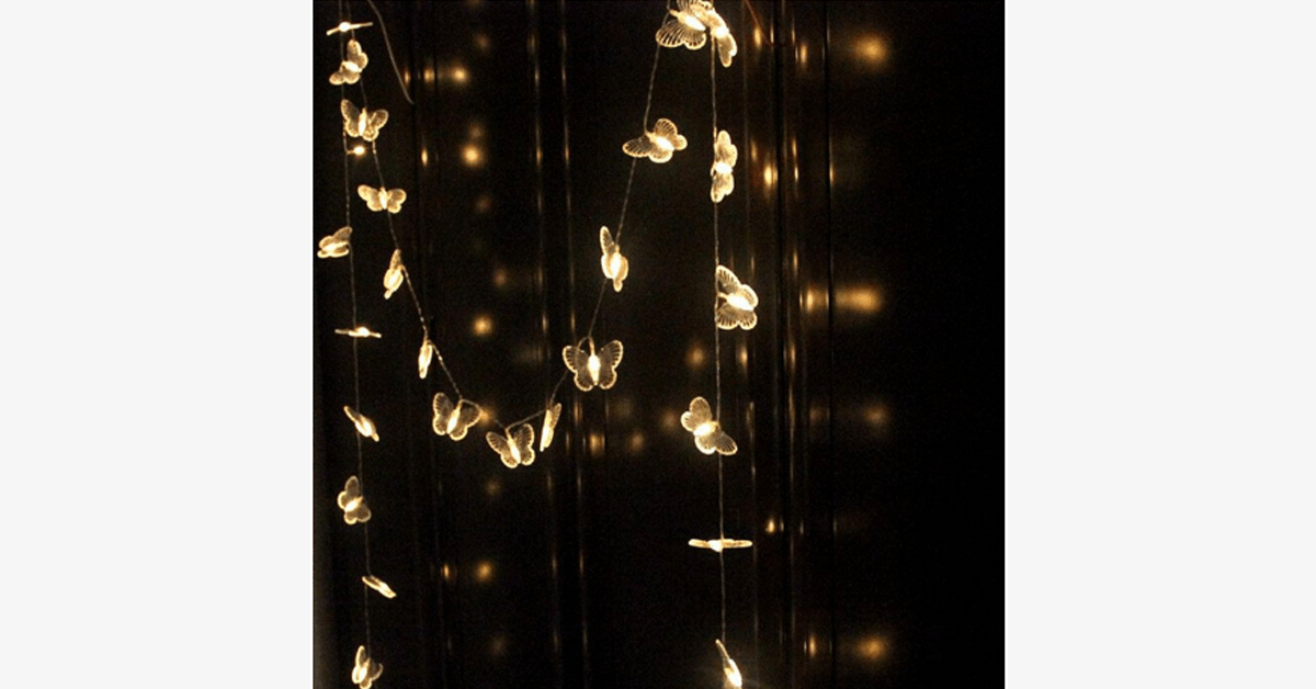 Hjemix | 40-LED Festfeiring Aksjebutterfly Lyskilder - Batteridrevet - Perfekt for Fester!