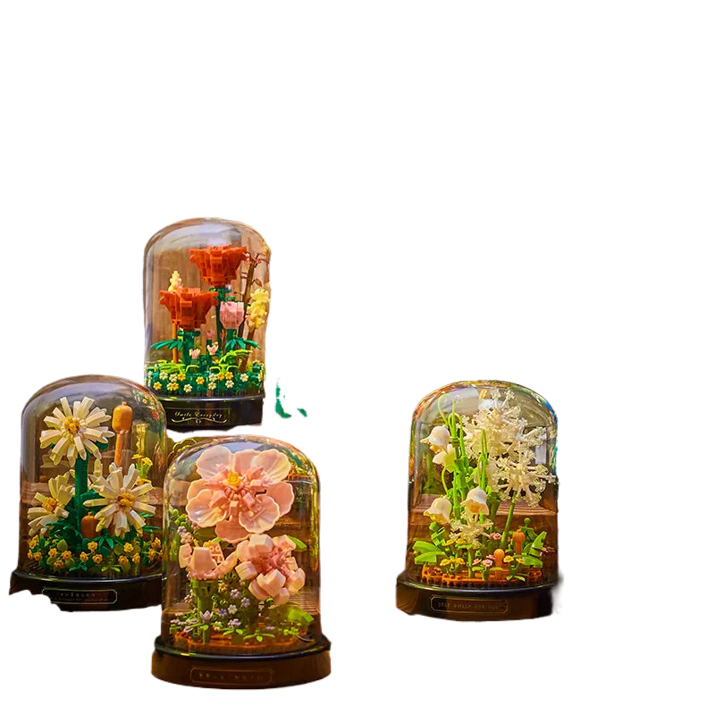 Hjemix | BloomBrick DIY Mikro Blomst Byggeklosser | Mini Klosse Puslespill | Hjem Deko & Gaveidé for Barn