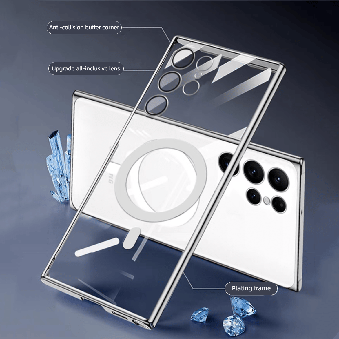 Hjemix | Transparent luksusbelegg magnetisk deksel for Samsung