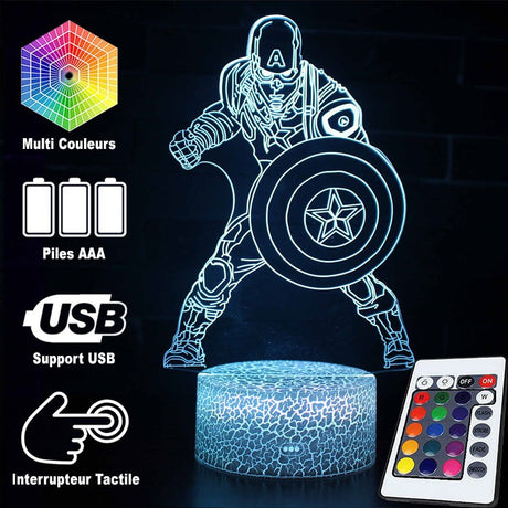 Hjemix | 3D Lampe Marvel Captain America Kamp