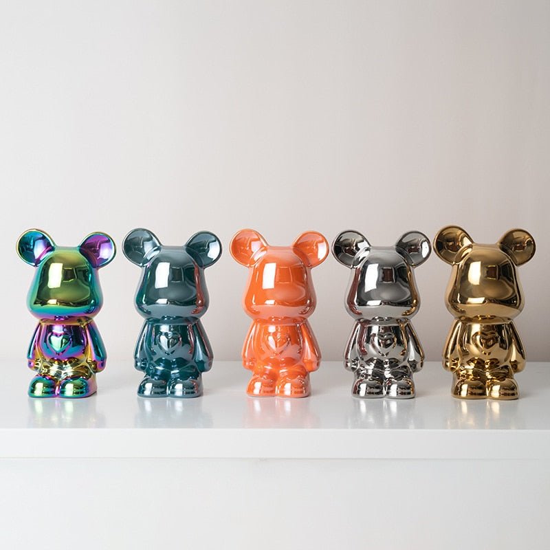 Hjemix | Fargerik Keramikk Bjørn Skulptur og Statue Sparegris Skrivebords Ornament