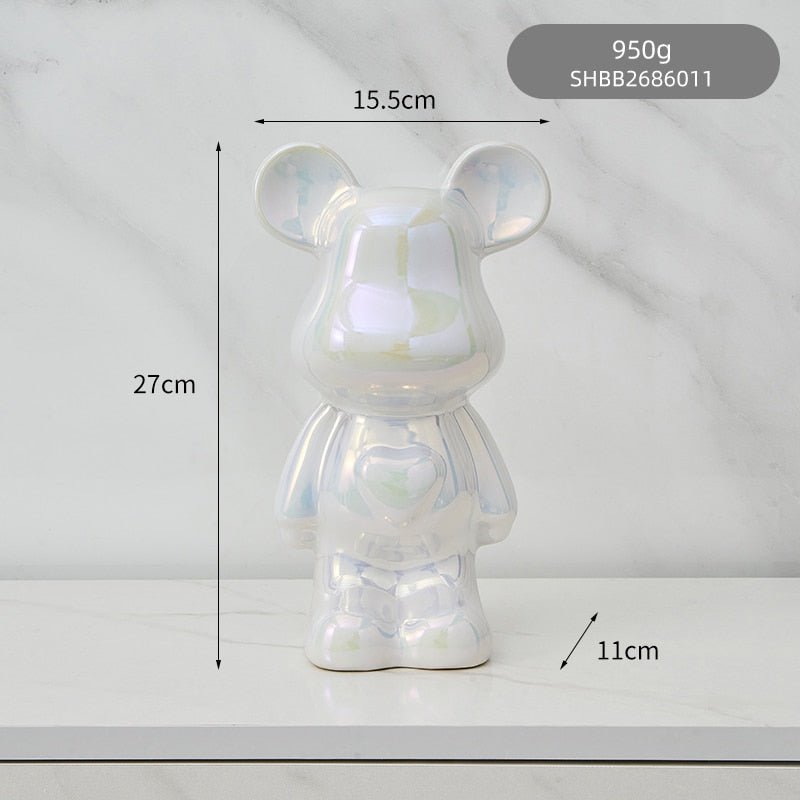 Hjemix | Fargerik Keramikk Bjørn Skulptur og Statue Sparegris Skrivebords Ornament