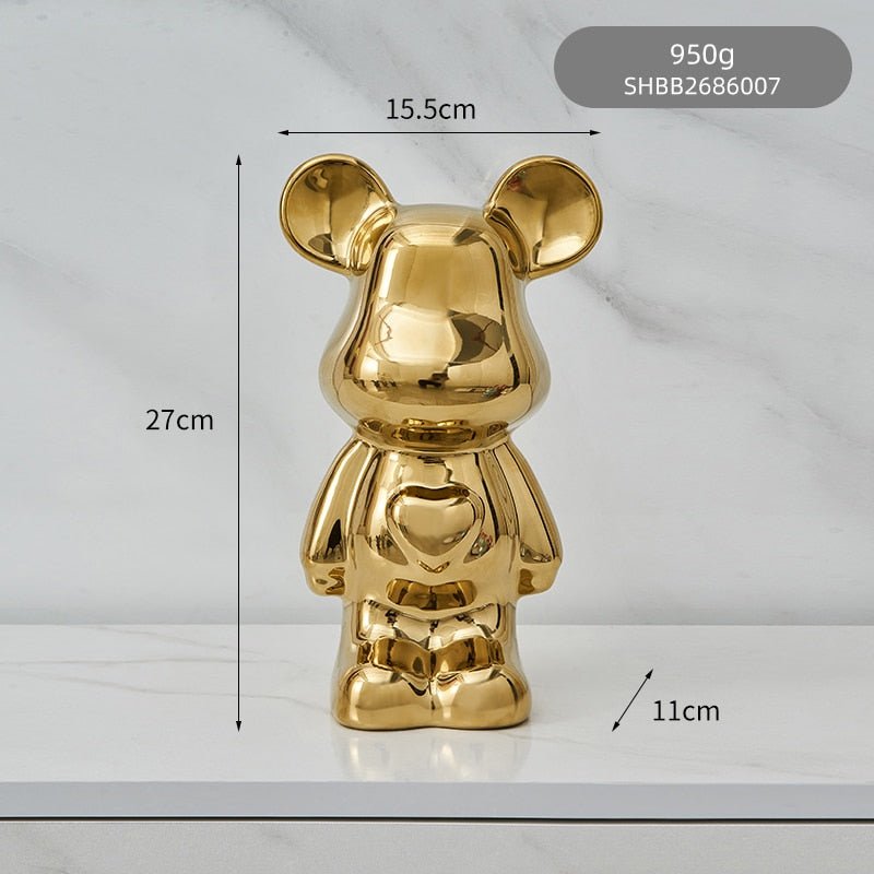 Hjemix | Fargerik Keramikk Bjørn Skulptur og Statue Sparegris Skrivebords Ornament