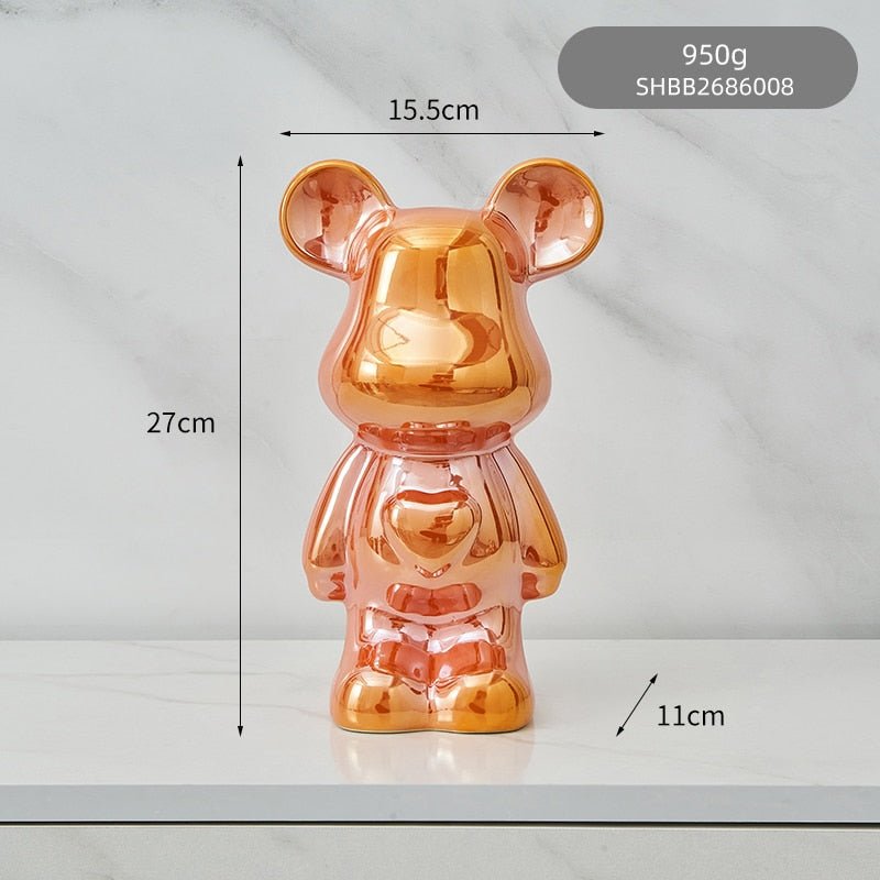 Hjemix | Fargerik Keramikk Bjørn Skulptur og Statue Sparegris Skrivebords Ornament