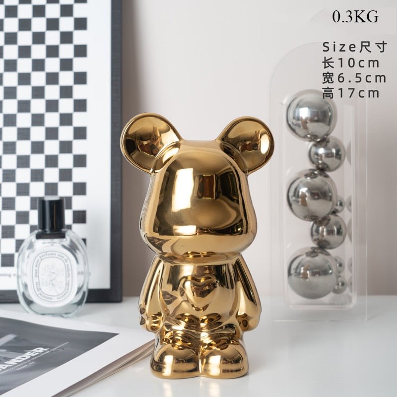 Hjemix | Fargerik Keramikk Bjørn Skulptur og Statue Sparegris Skrivebords Ornament