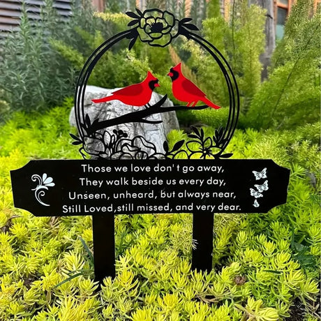 Hjemix | Metal Cardinal Cemetery Memorial Stake