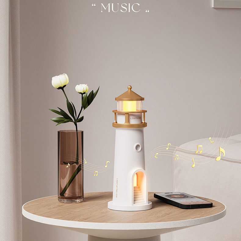 Hjemix | Lighthouse Høyttaler Bluetooth Lampe Måneskinn Miljøbelysning Beste Gave