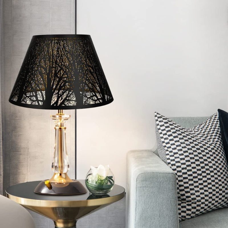 Hjemix | Medium lampeskjerm, fat stoff lampeskjerm for bordlampe og gulvlampe, 7x13x7.8 tommer, naturlig ventilert lin, håndlaget, edderkopp (hvit)