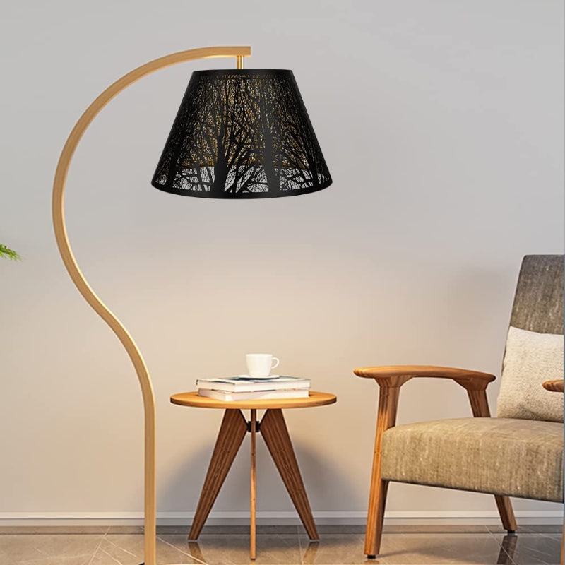 Hjemix | Medium lampeskjerm, fat stoff lampeskjerm for bordlampe og gulvlampe, 7x13x7.8 tommer, naturlig ventilert lin, håndlaget, edderkopp (hvit)