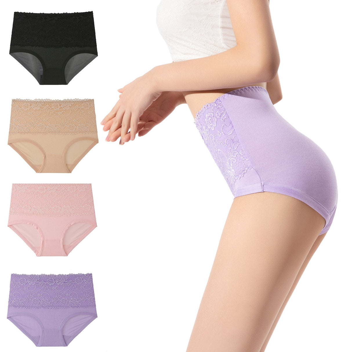Hjemix | 4stk/set Høy Elastisk Blonde Truser
