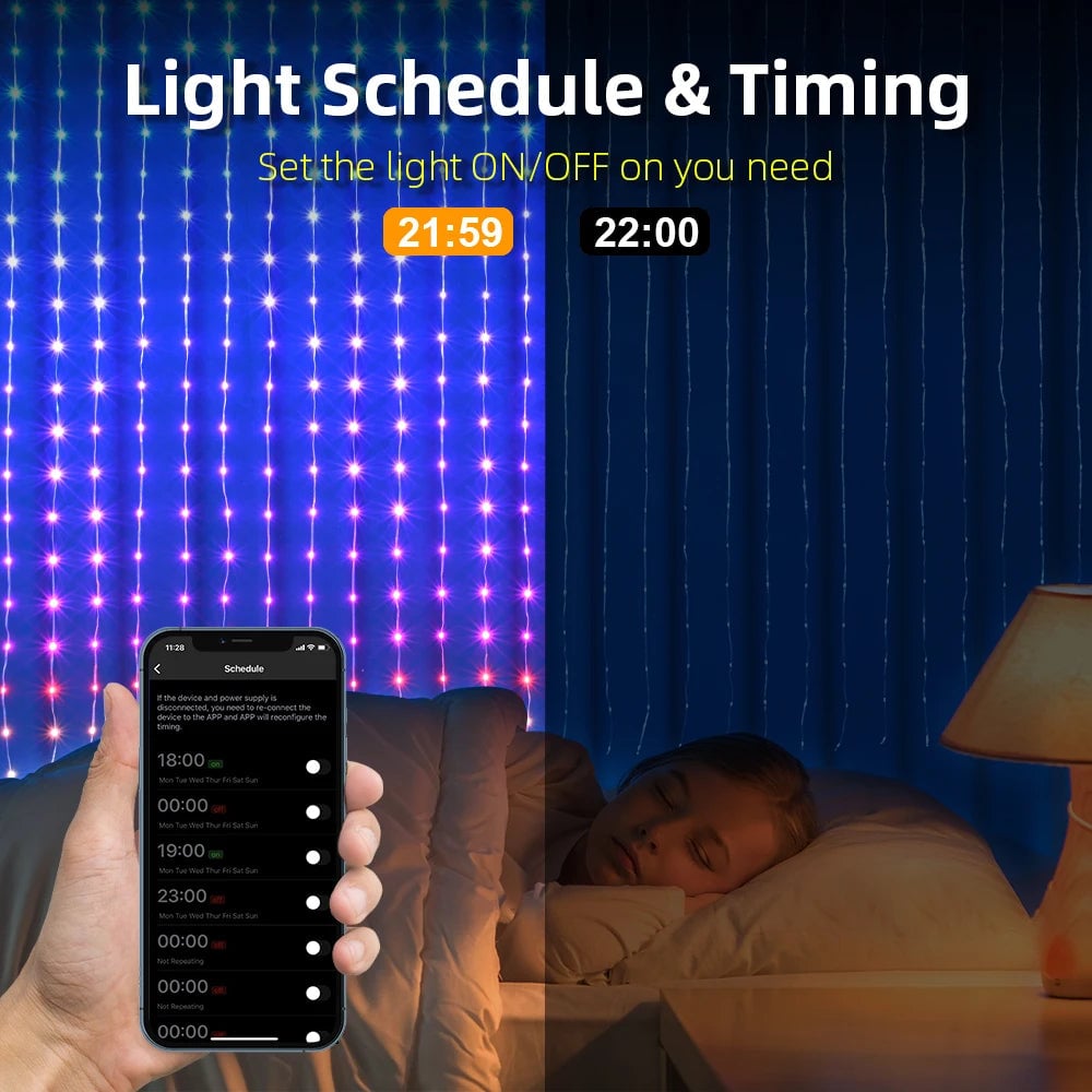 Hjemix | Fargebølger LED Gardin Synkelys