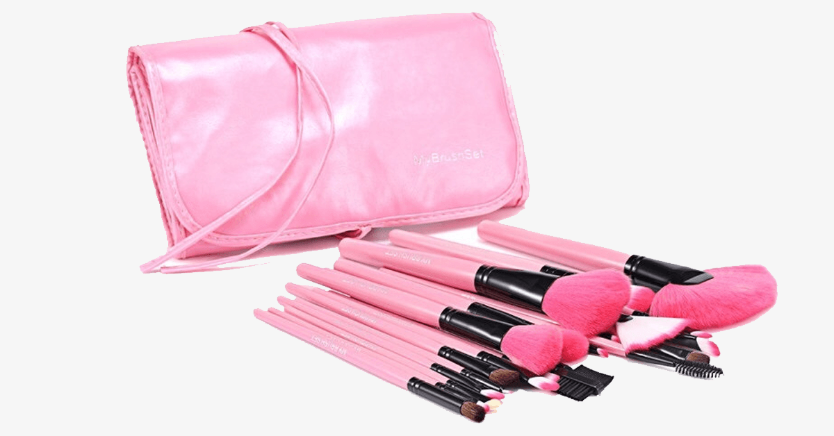 Hjemix | 24-delt Pink Glory Penselssett med gratis etui