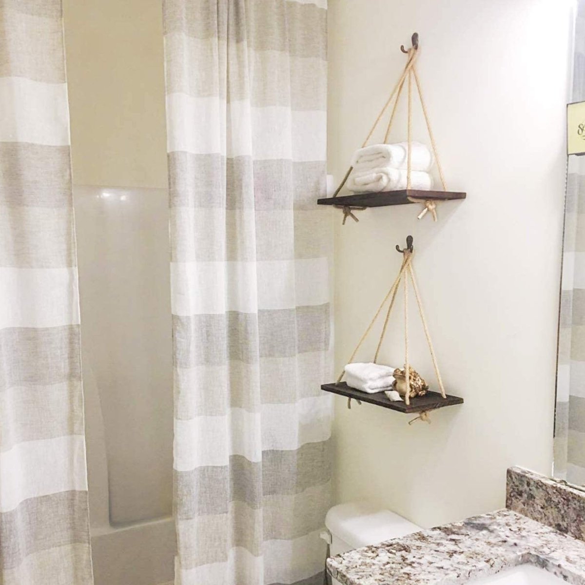 Hjemix | Skandinavisk Tre Hengehyllen - Minimalistisk Flytende Vegghylle med Snor