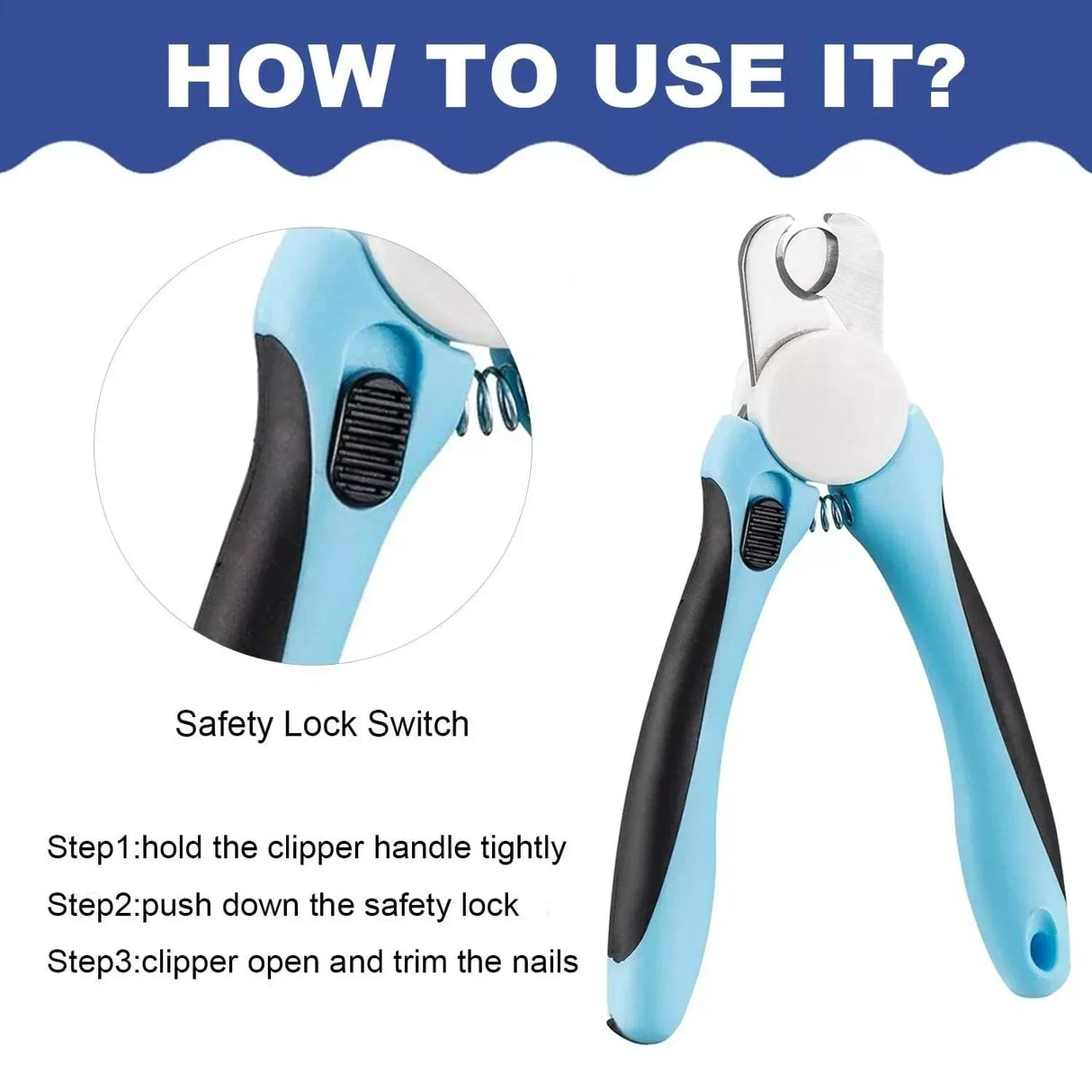 Hjemix | Rustfritt Stål Kjæledyr Negl Klippere med Sikkerhetsbeskyttelse og Gratis Neglefil - Perfekt for Middels og Store Hunder