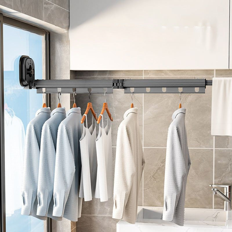 Hjemix | Veggmontert sammenleggbart klesstativ med sugekopp