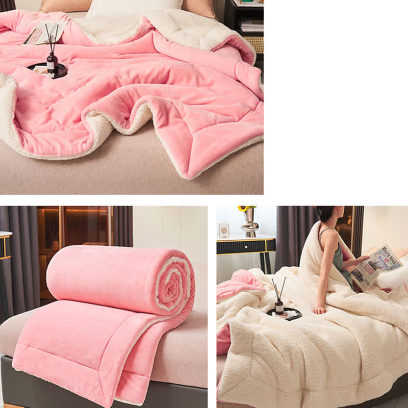 Hjemix | Solid tykk dobbelsidig fløyels kube teppe