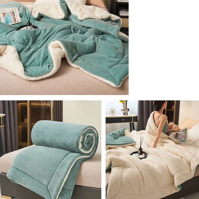 Hjemix | Solid tykk dobbelsidig fløyels kube teppe