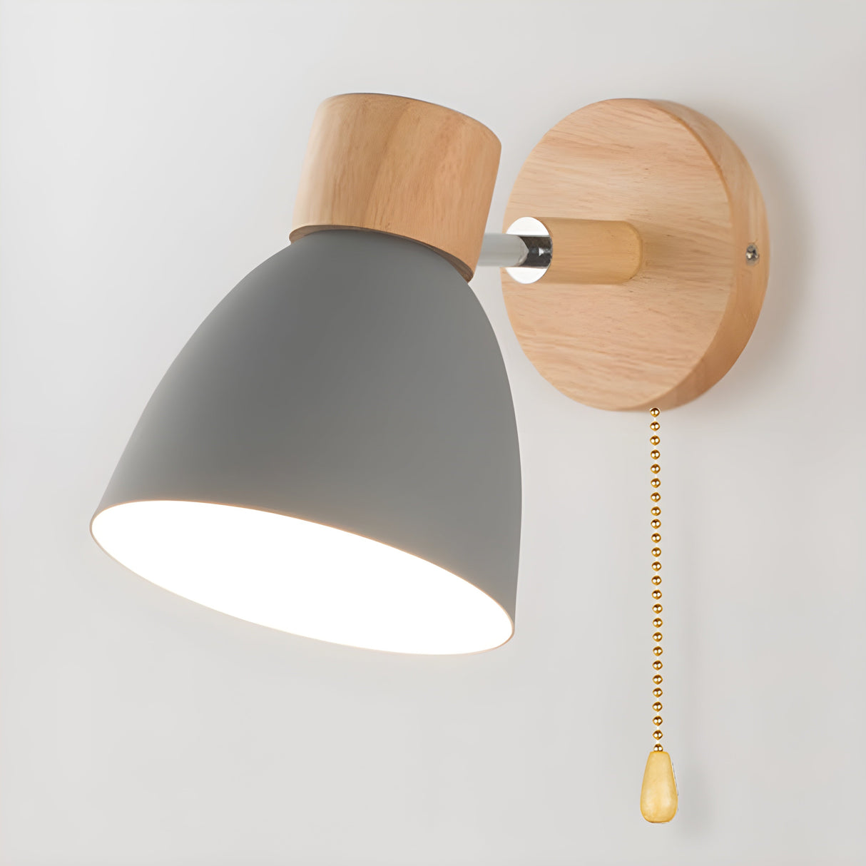 Hjemix | Wood Nordic Vegglampe med Bryter for Soverommet