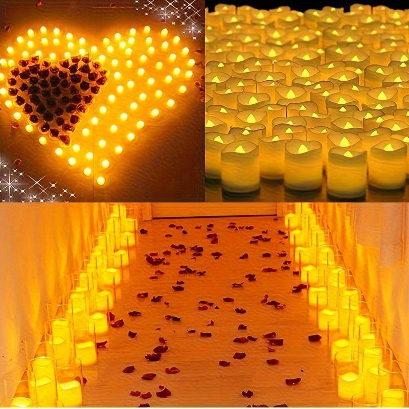 Hjemix | 24/50/100 Pakke flammefrie LED-lys – batteridrevne flimrende tealights, røkfrie og romantiske for bryllup og forlovelser