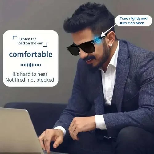 Hjemix | Super Black TechnologySmart Trådløse Hodetelefoner Solbriller