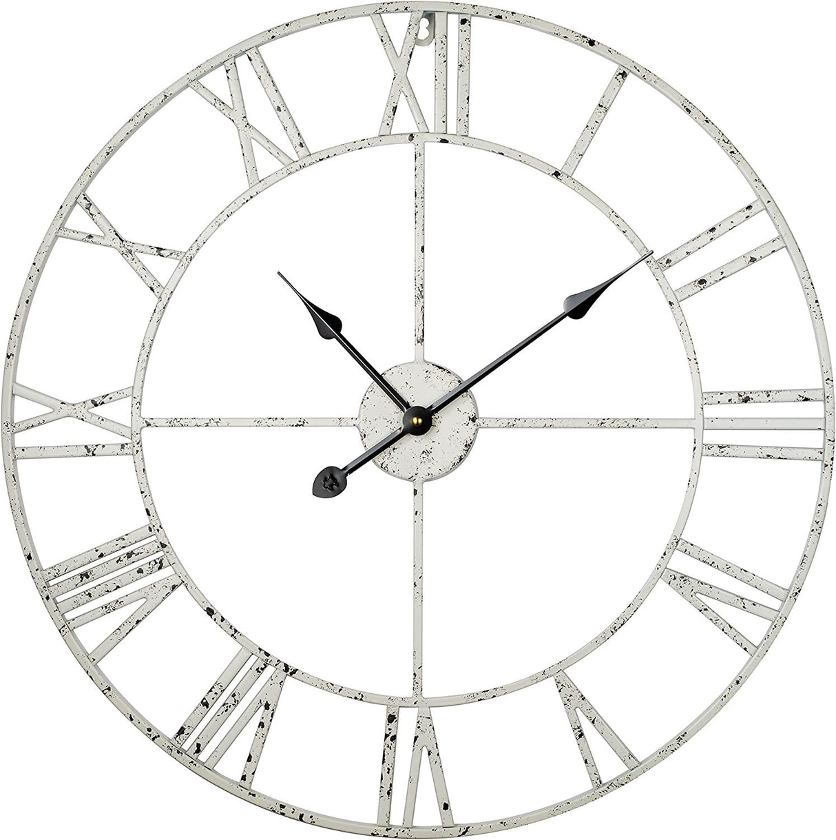 Rustikk hvit metallklokke