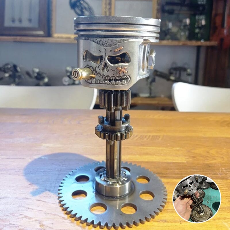 Hjemix | Piston Skull Face Skulptur