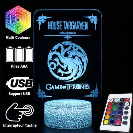 Hjemix | 3D Lampe Game Of Thrones Hus Targaryen