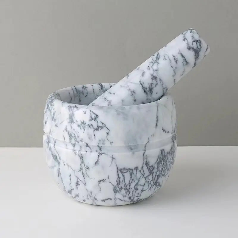 Hjemix | Marmor Morter og Støter; Størrelse: 13*13*9cm; Støter: R5*15cm;