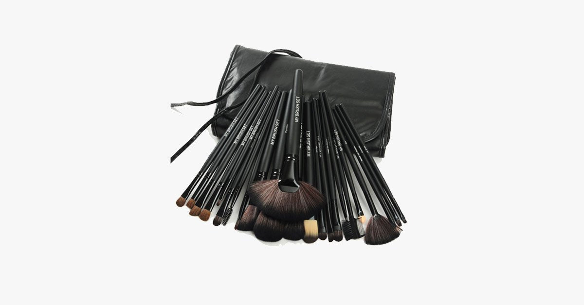 Hjemix | 24-delt Jet Black Makeup Penselsett