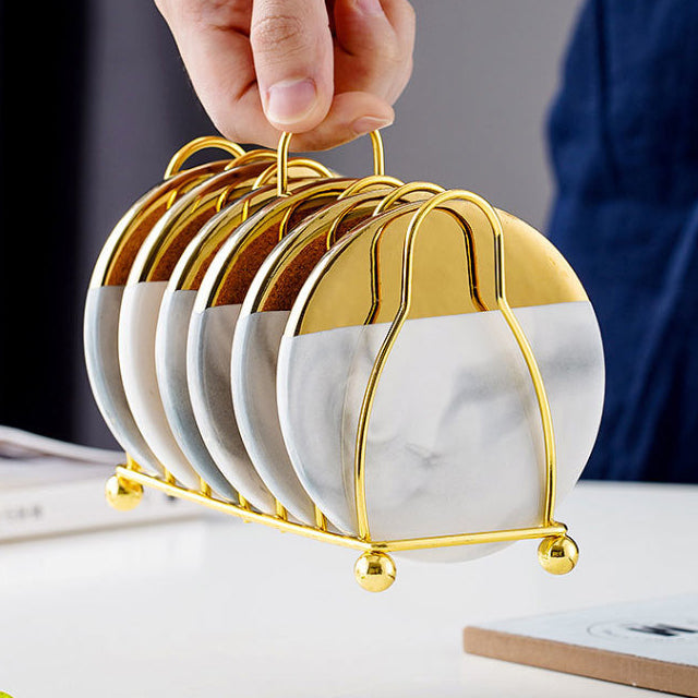 Hjemix | Marmorerte Keramiske Underlag med Stativ