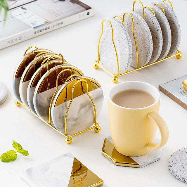 Hjemix | Marmorerte Keramiske Underlag med Stativ