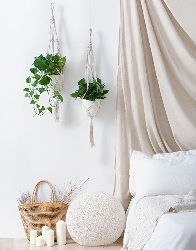 Hjemix | 4-delt håndlaget Boho makramee planteholder sett