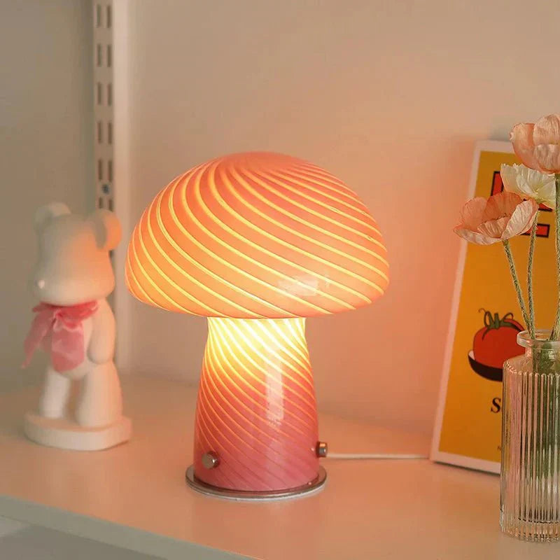 Hjemix | Pastellfarget glass sopp bordlampe