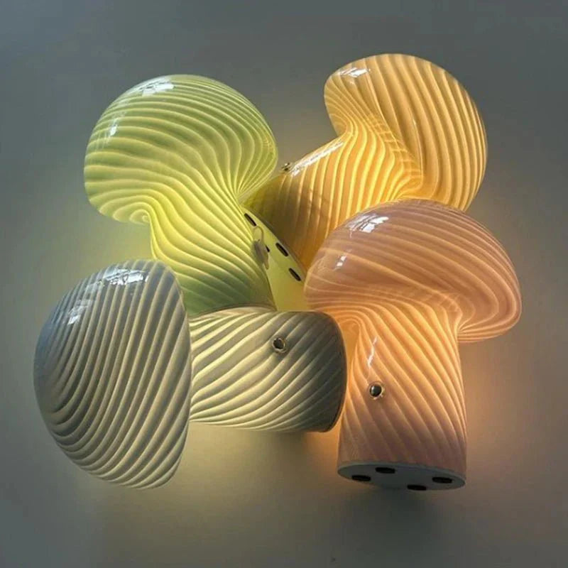 Hjemix | Pastellfarget glass sopp bordlampe