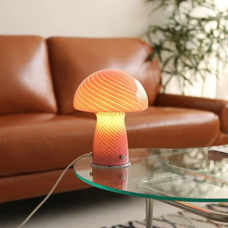 Hjemix | Pastellfarget glass sopp bordlampe