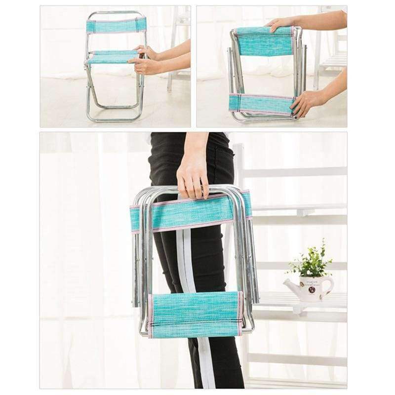 Hjemix | Utendørsstoler Barn Voksne Hagemøbler Strandstol Ultralett Sete Fiskestol Laget av Rustfritt Stål Bærbar Piknikstol