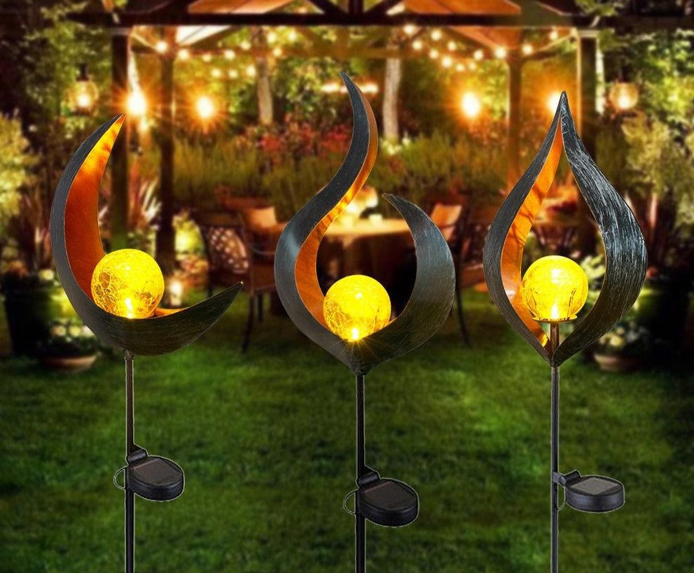 Hjemix | IgnisLuxe LED Hagebelysning med Kunstig Flammeutseende | Solcelledrevet | Stemningsfull Utendørsbelysning | Dekor for Hage og Terrasse